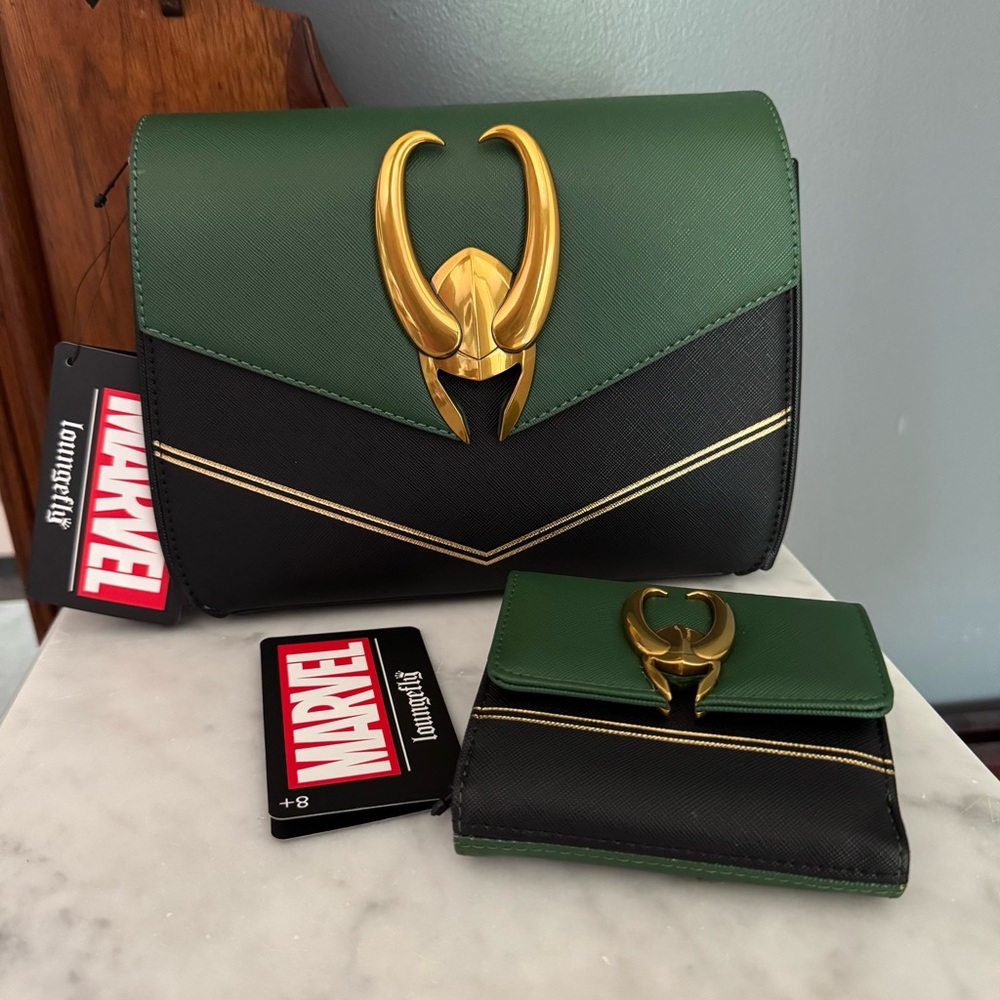 Loungefly Marvel Loki Crossbody Bag and Wallet NWT